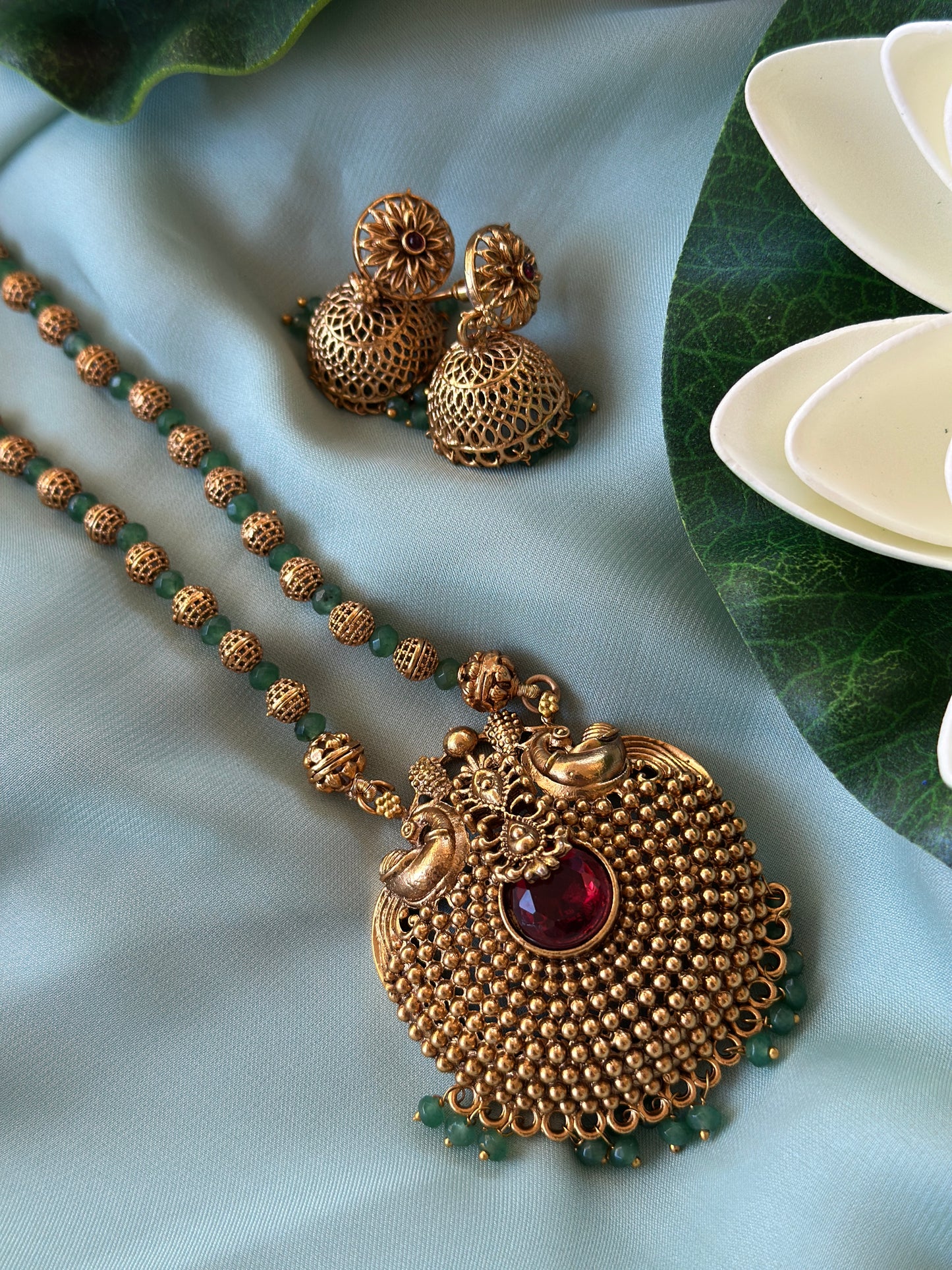 Priti Ruby Stone Pastel Chain Set