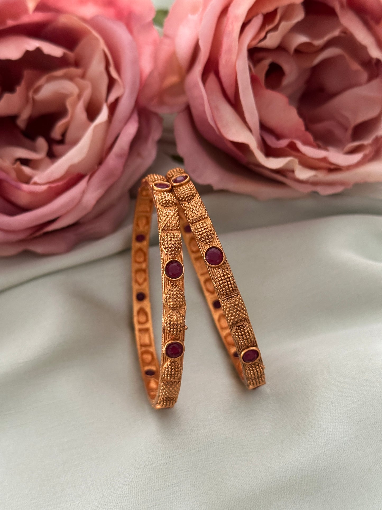 Copper gold matte bangles 2.6