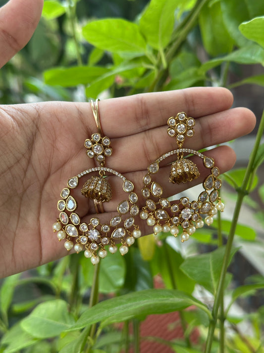 Kundan chandabali bell drops