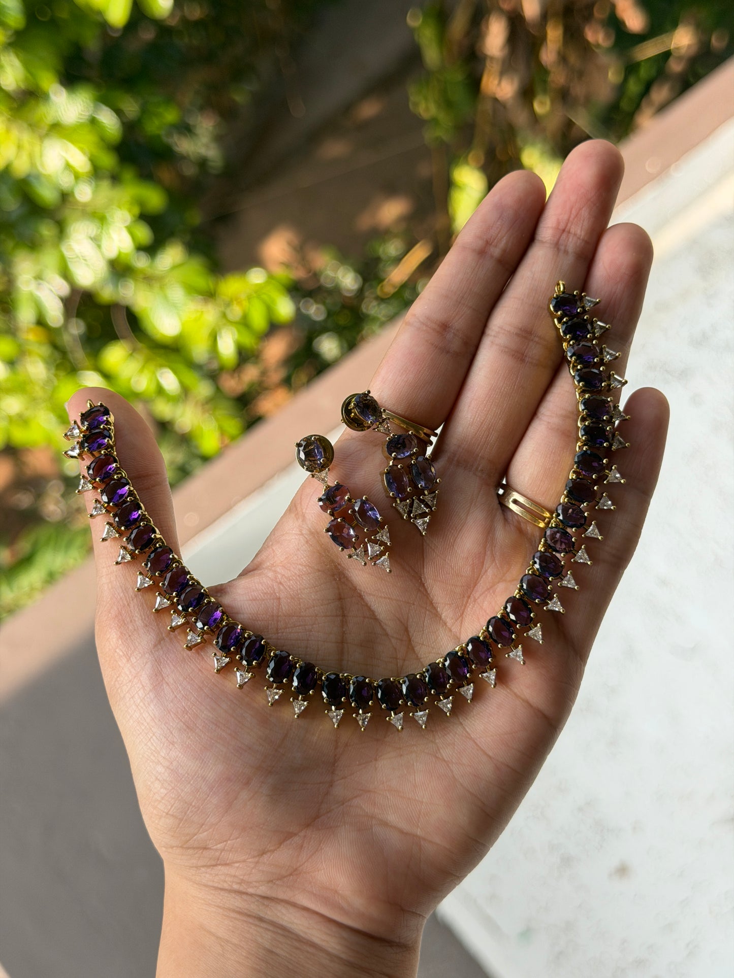 Oval Thorn AD Necklace