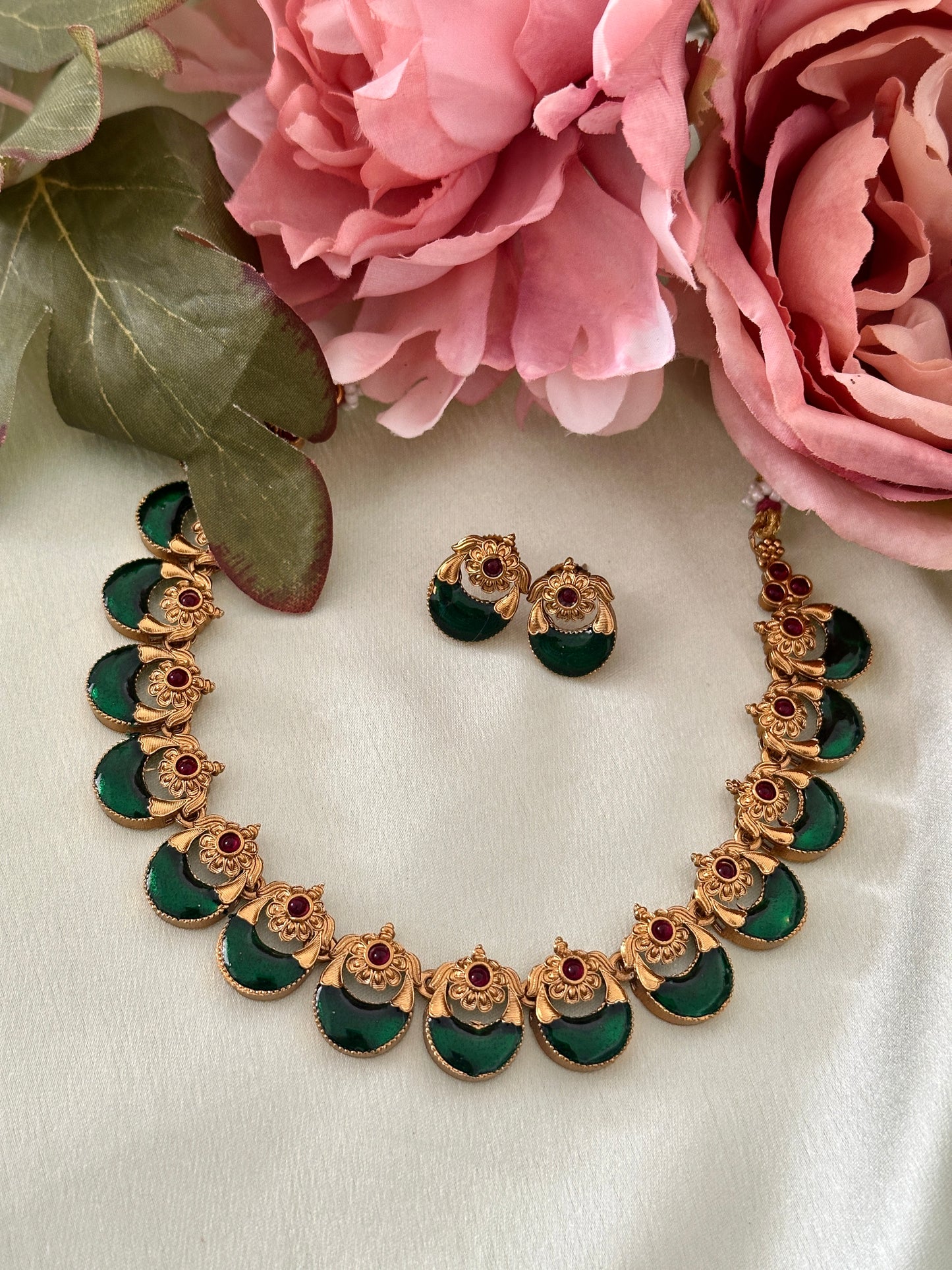 Half Moon budgeted enamel necklace