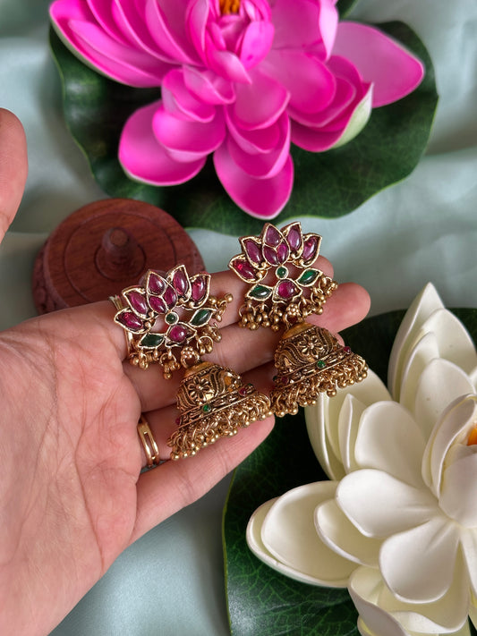 Antique Lotus Jhumkas