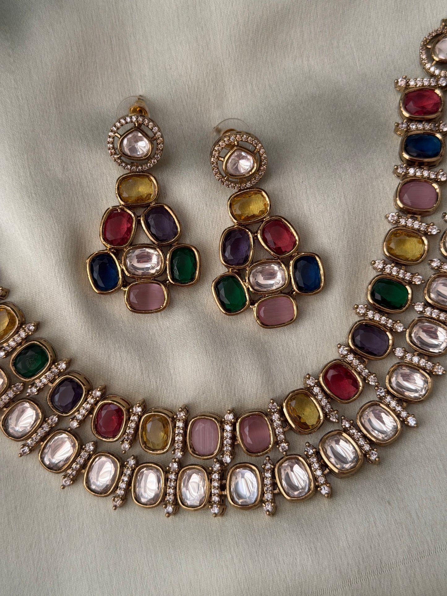 Shona dual Layer Navaratna Necklace