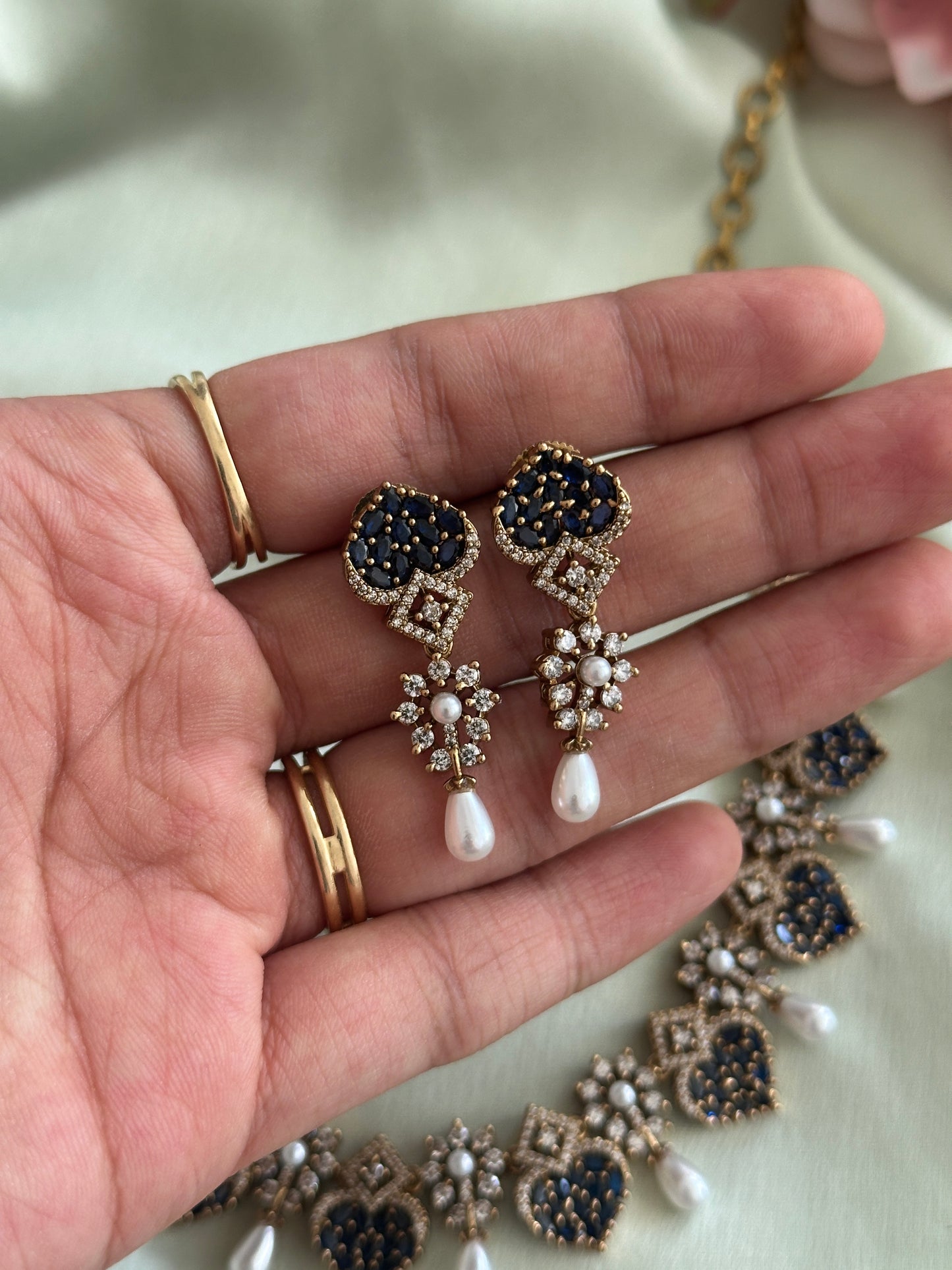 Little Heart AD Necklace with Pearl Droppings