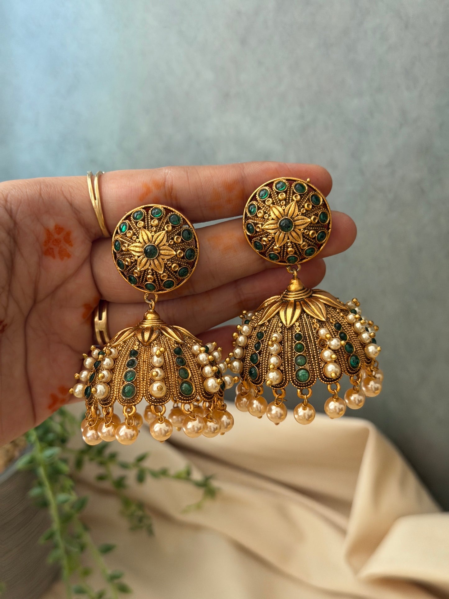 Umbrella Pearl Bridal Jhumkas