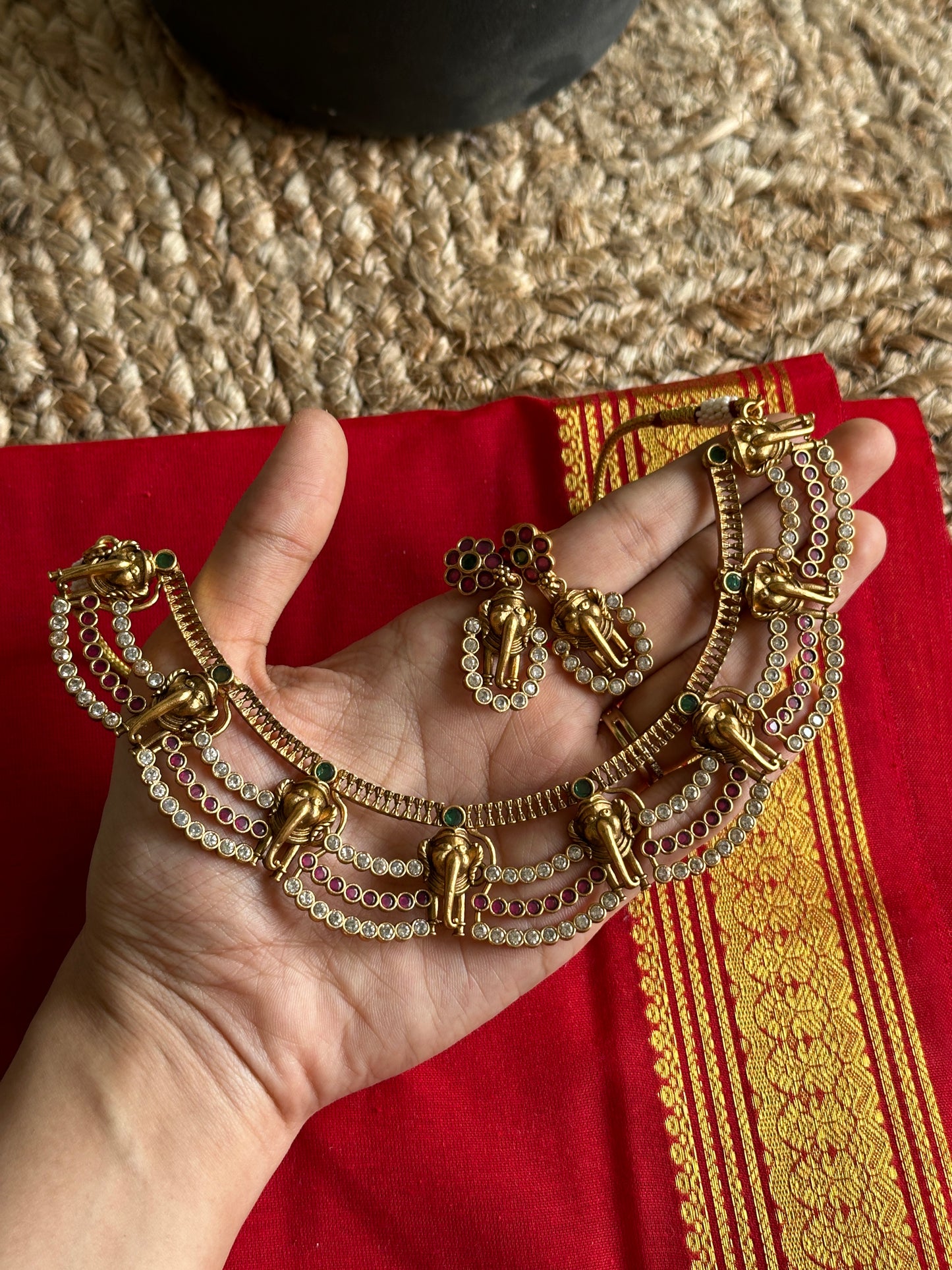 Avaneesh Antique gold necklace