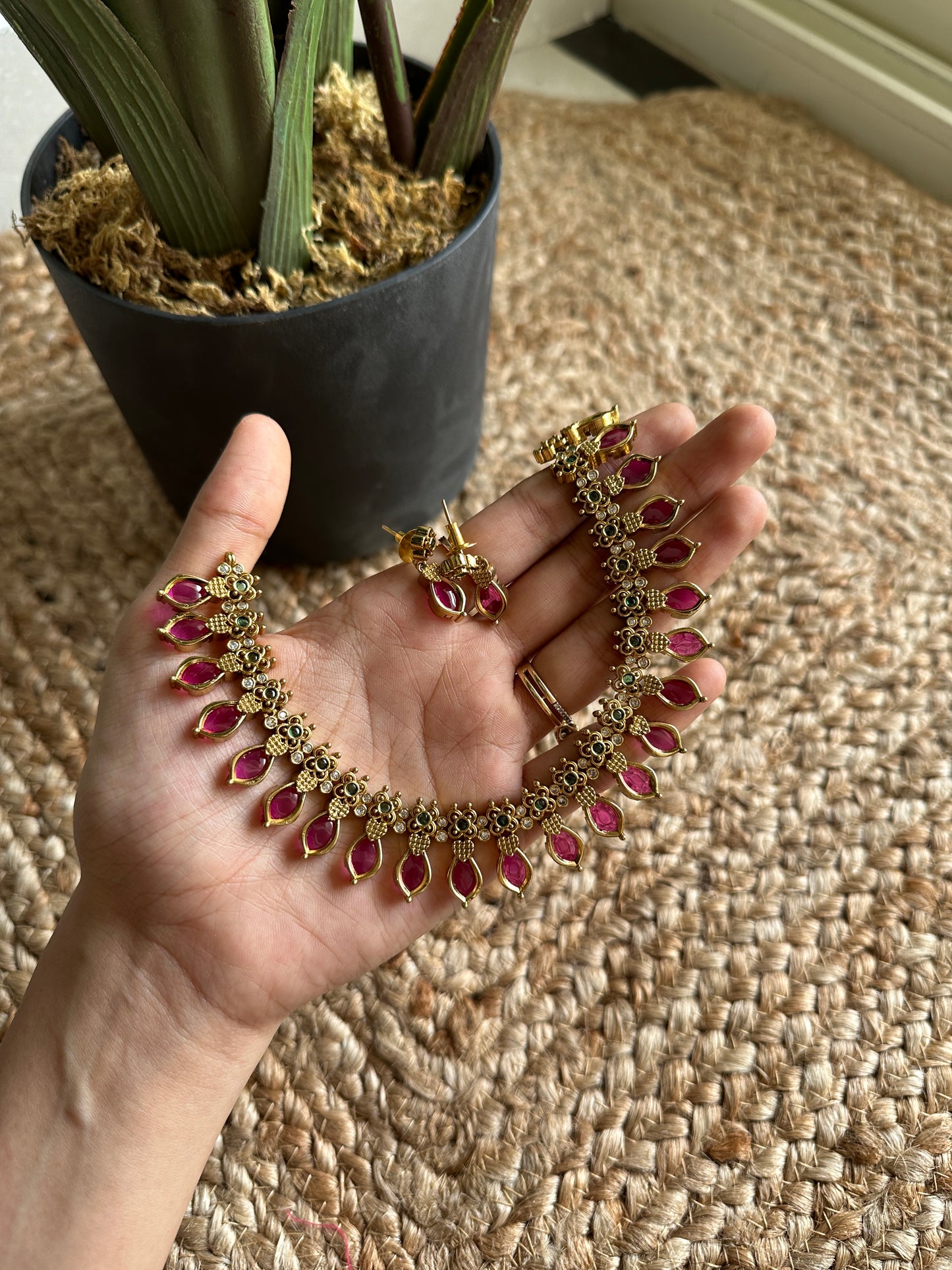 Premium Ruby Petal Necklace