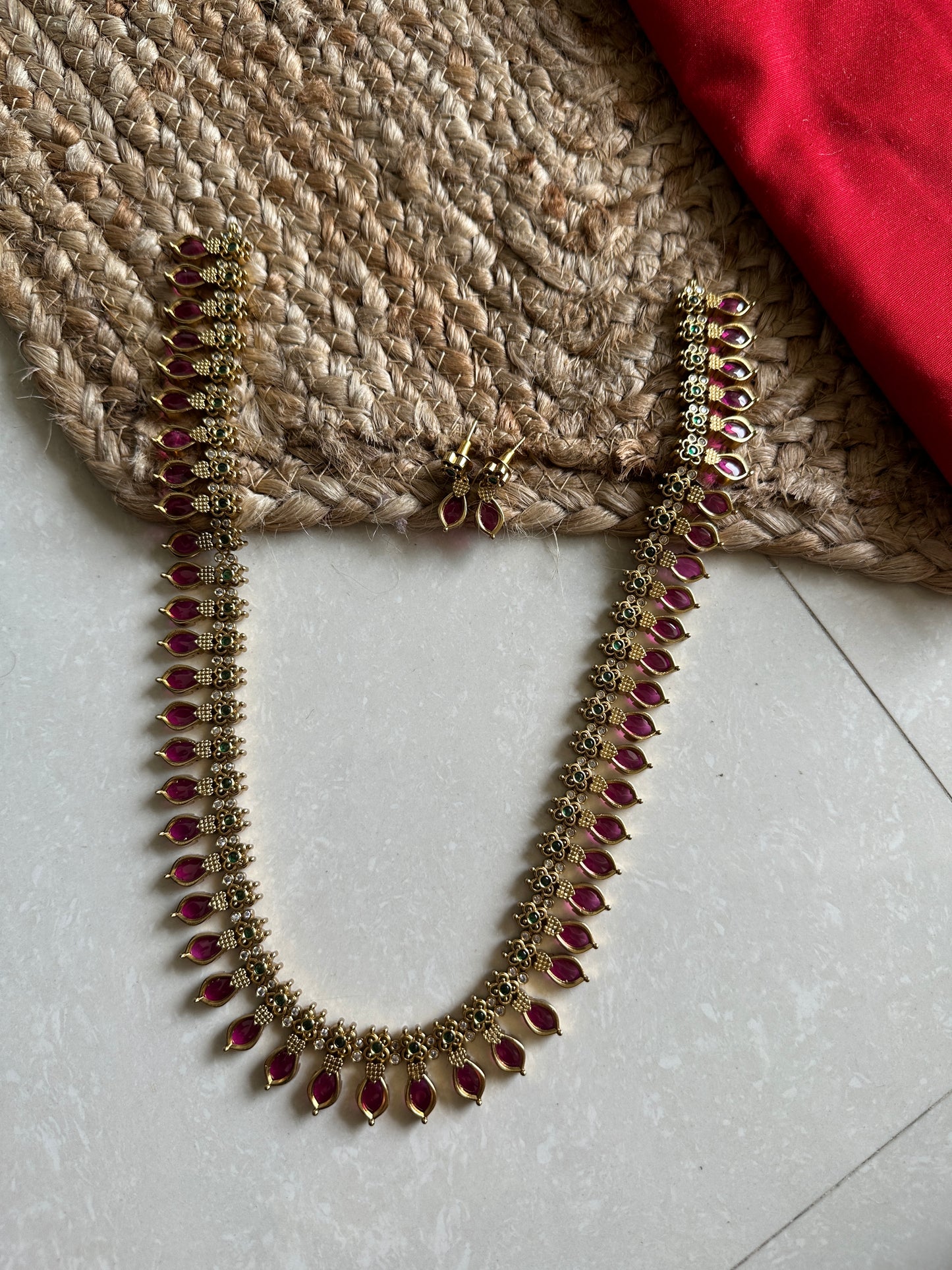 Premium Ruby petal haaram