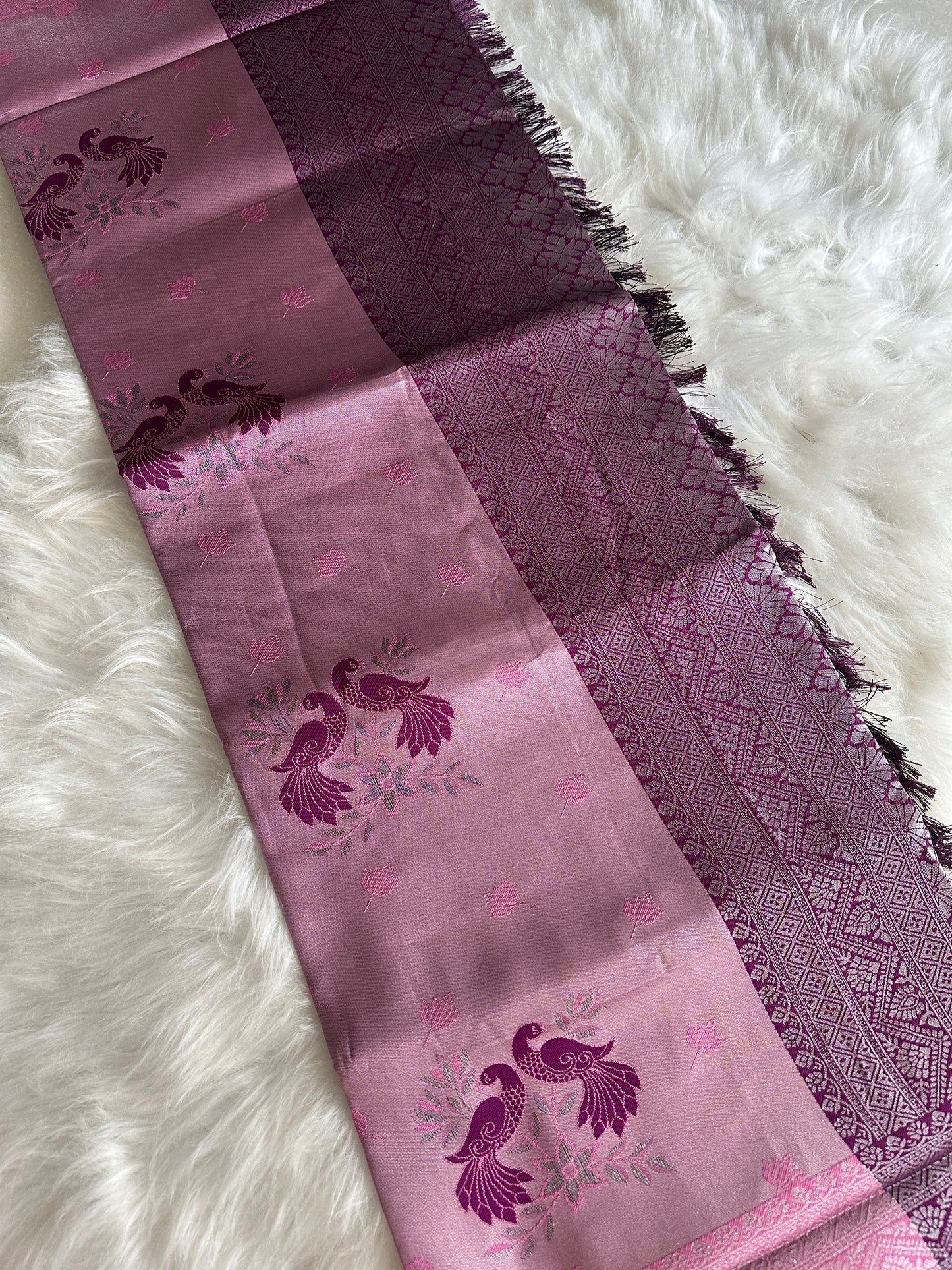 Onion Pink Tissue Silk Saree