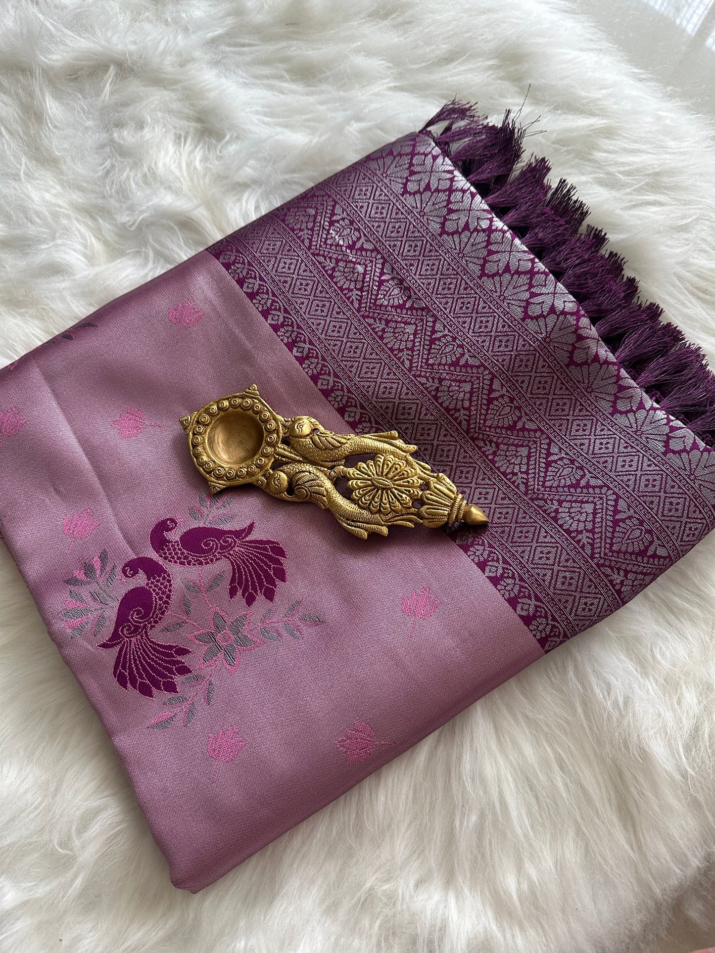 Onion Pink Tissue Silk Saree