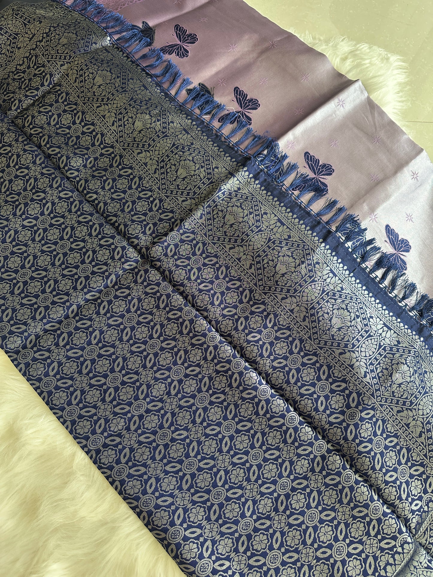 Lavender Tissue Silk Saree