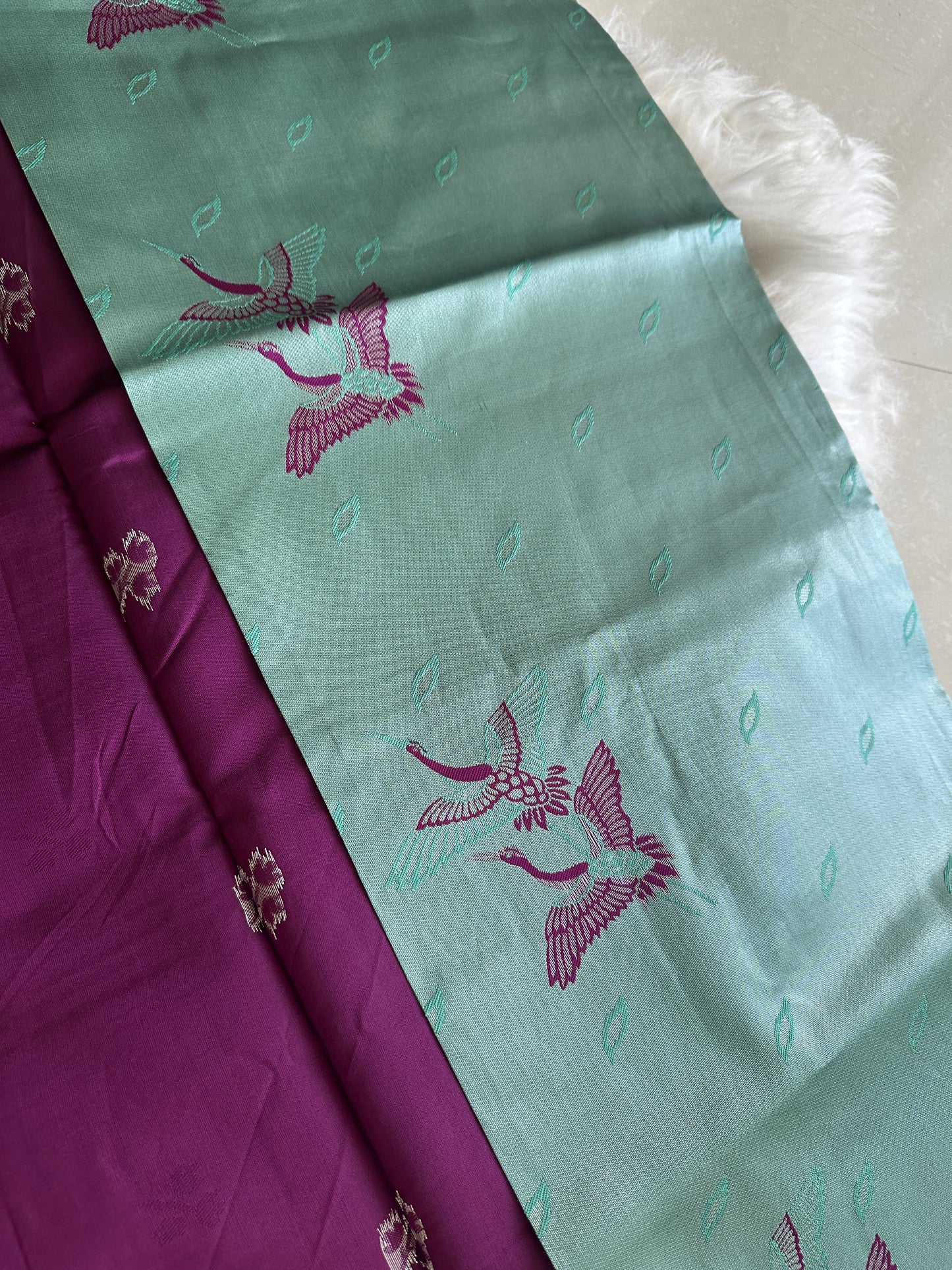 Teal Blue Tissue Silk Saree