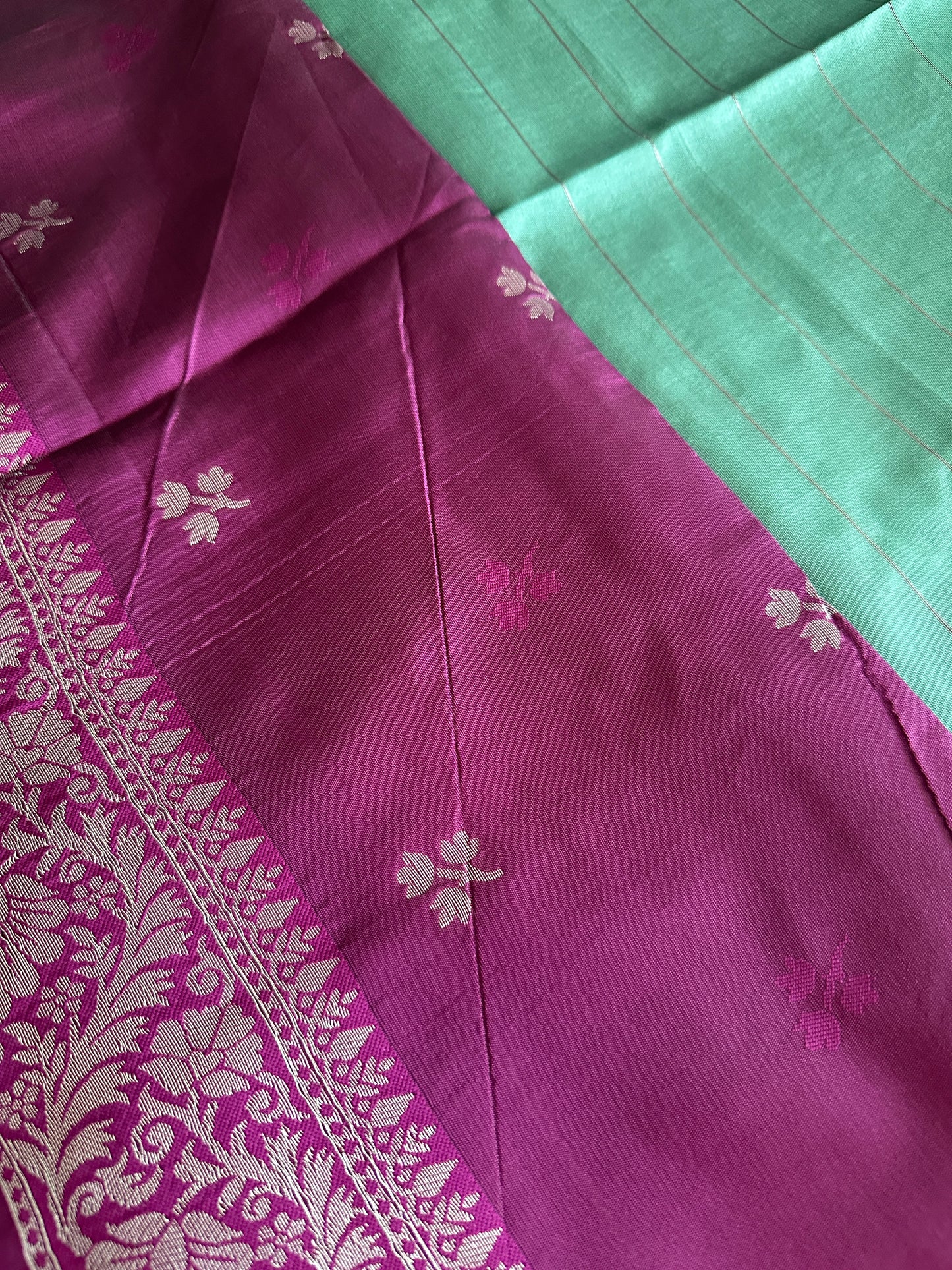 Teal Blue Tissue Silk Saree