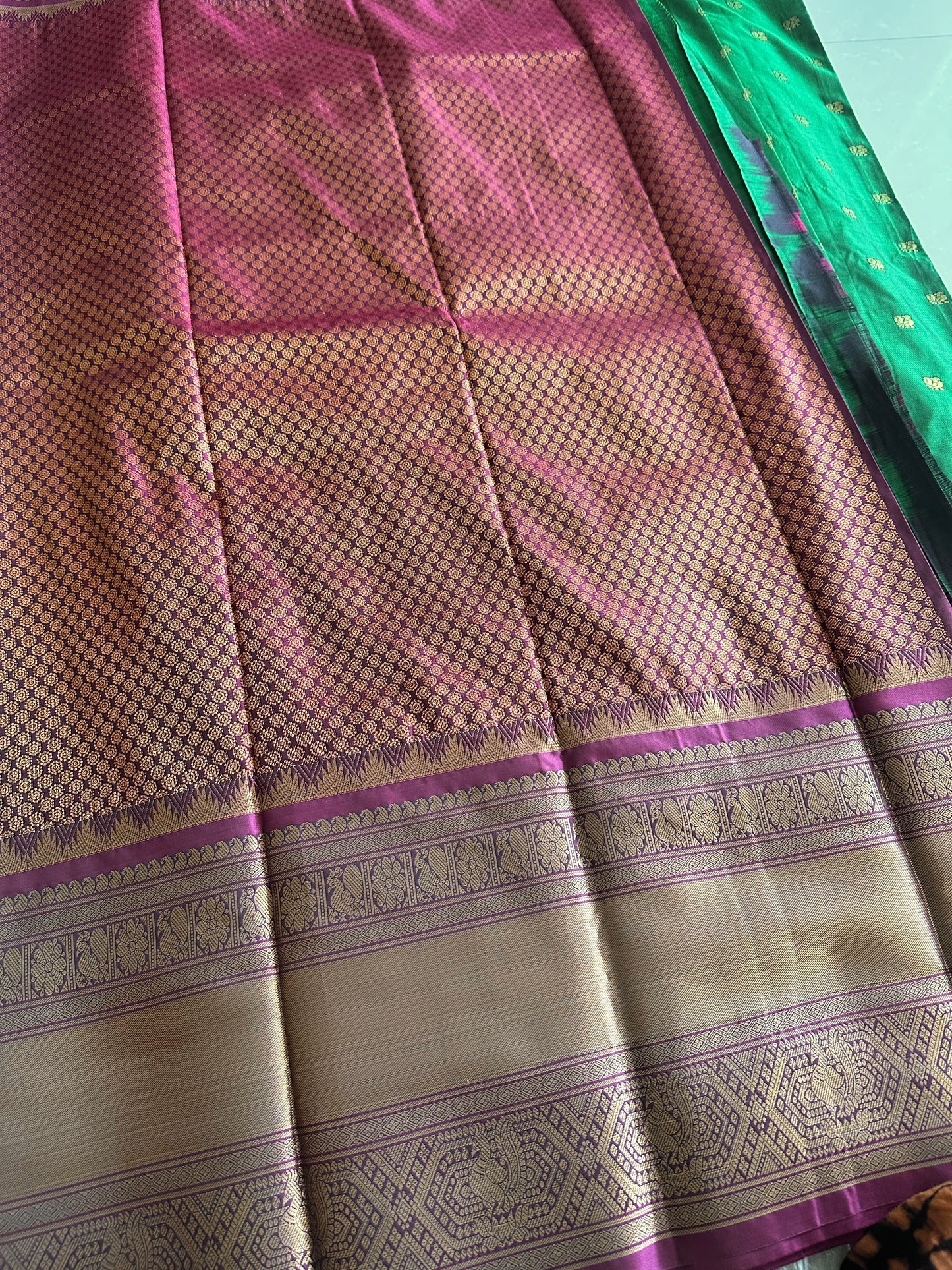 Emerald Green Semi Kanchivaram Pattu