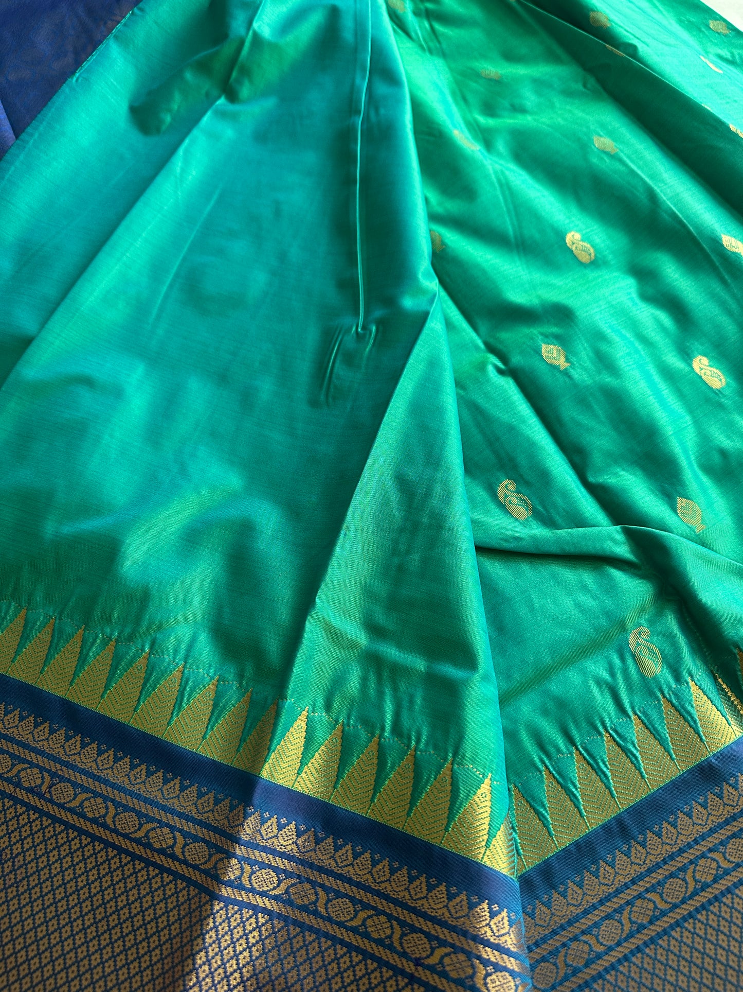 Cyan Blue Semi Kanchivaram Pattu