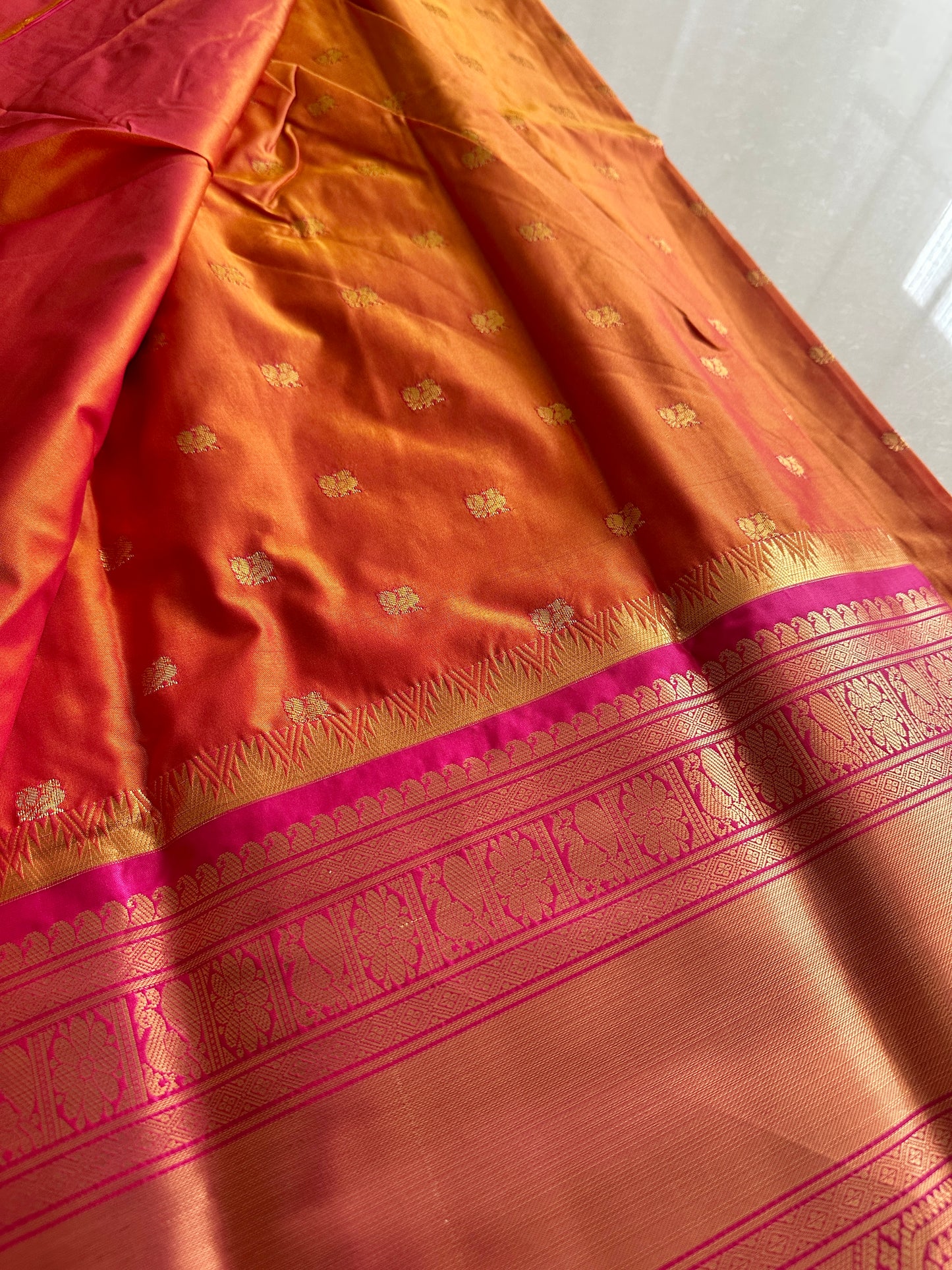 Miranda Orange Semi Kanchivaram Pattu