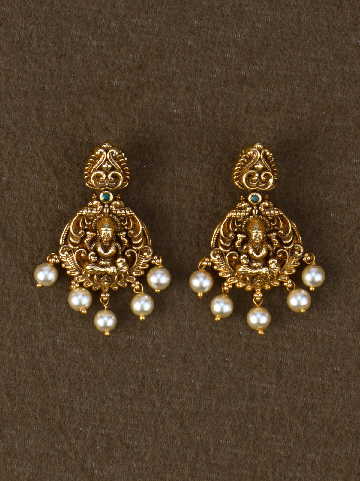 Nidhi Lakshmi Temple Haaram Set - earrings
