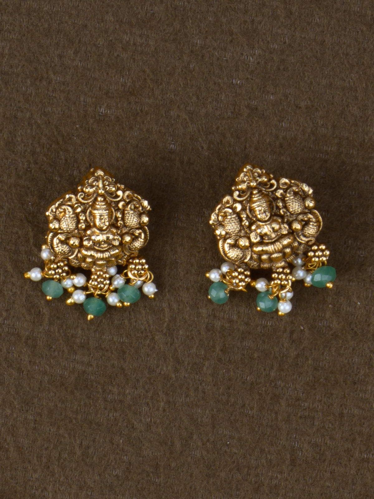 Mayil Lakshmi Pendant Necklace Set - earrings
