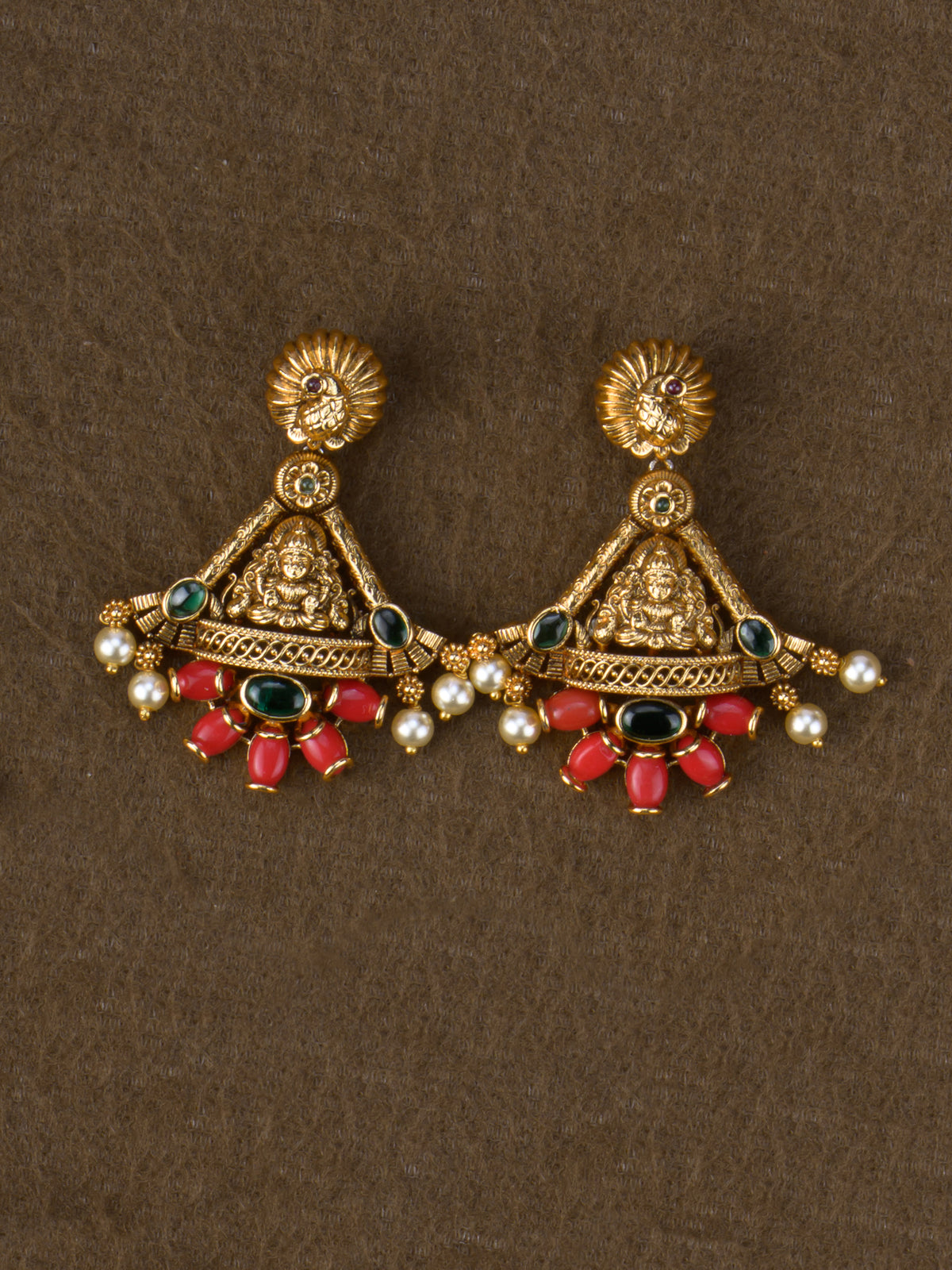 Pavazham Lakshmi Necklace Set - matching earrings