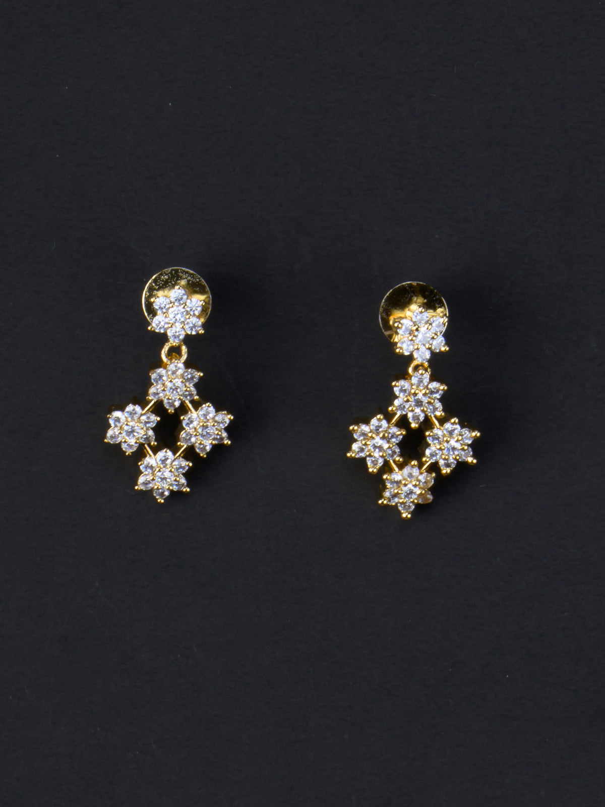 Mullai AD Necklace Set - White earrings