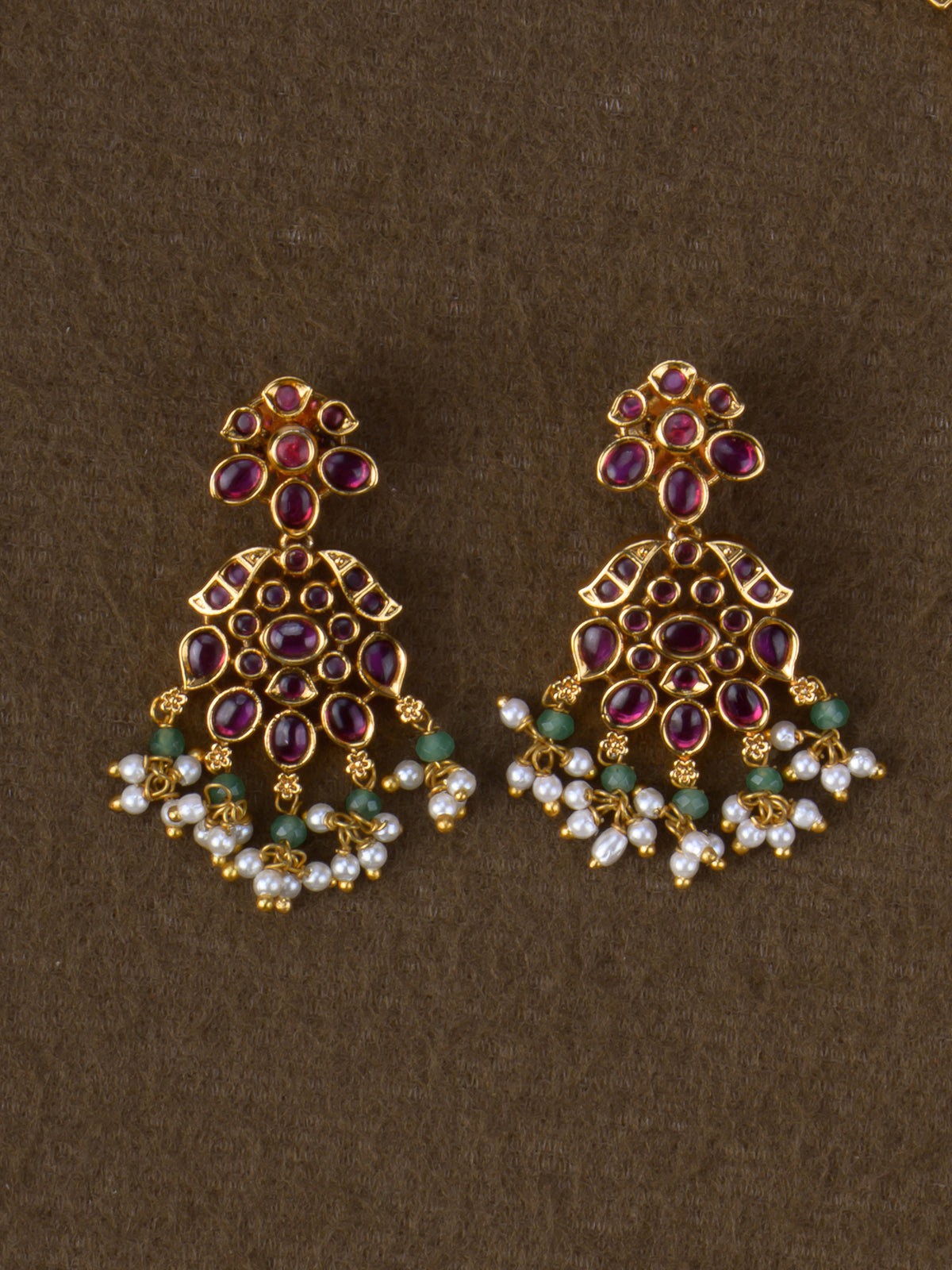 Kemp Mallika Haaram Set - Red earrings