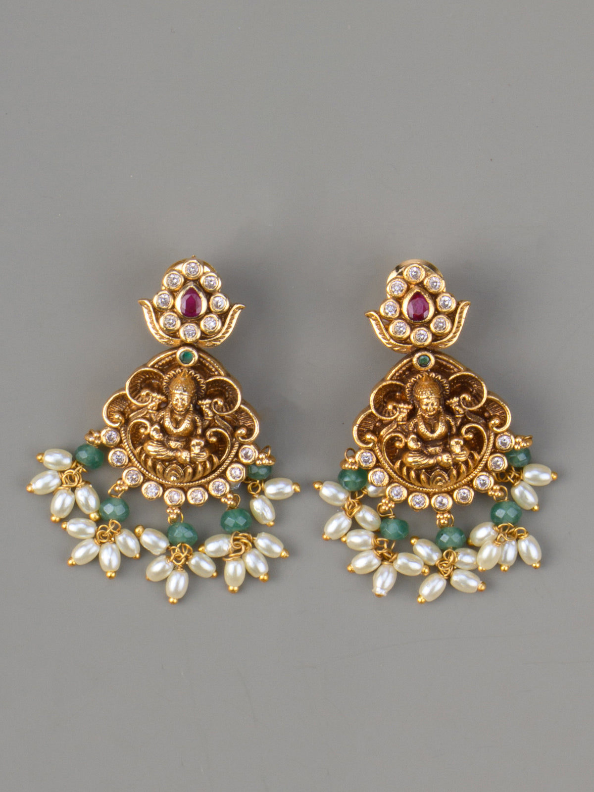 Ashtalakshmi Temple Necklace Set - earrings