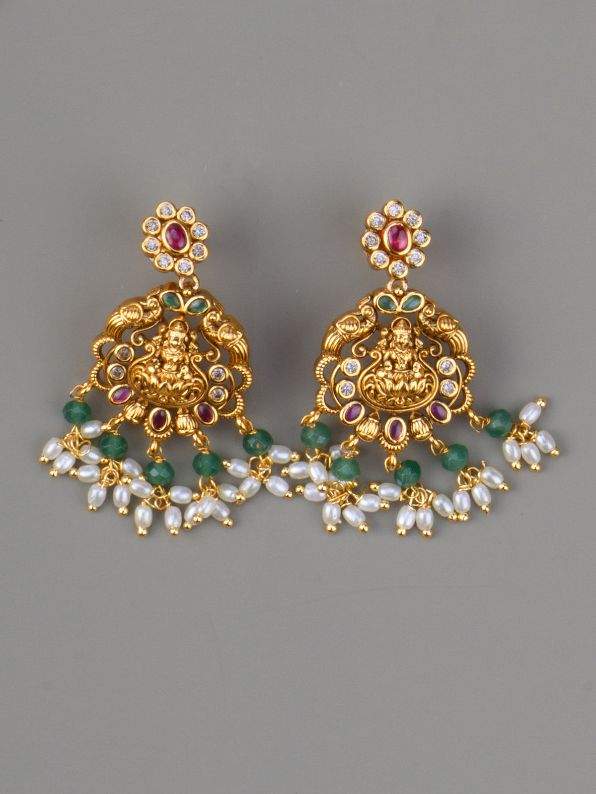 Hiranya Lakshmi Thin Haaram Set - earrings