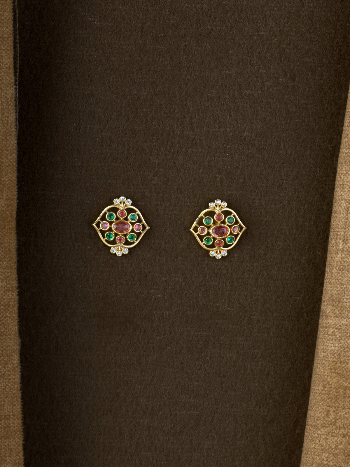 Meher Lattice Studs - Ruby Green