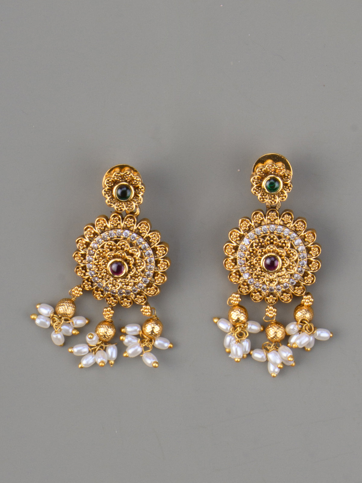 Nandini Antique Necklace Set - earrings