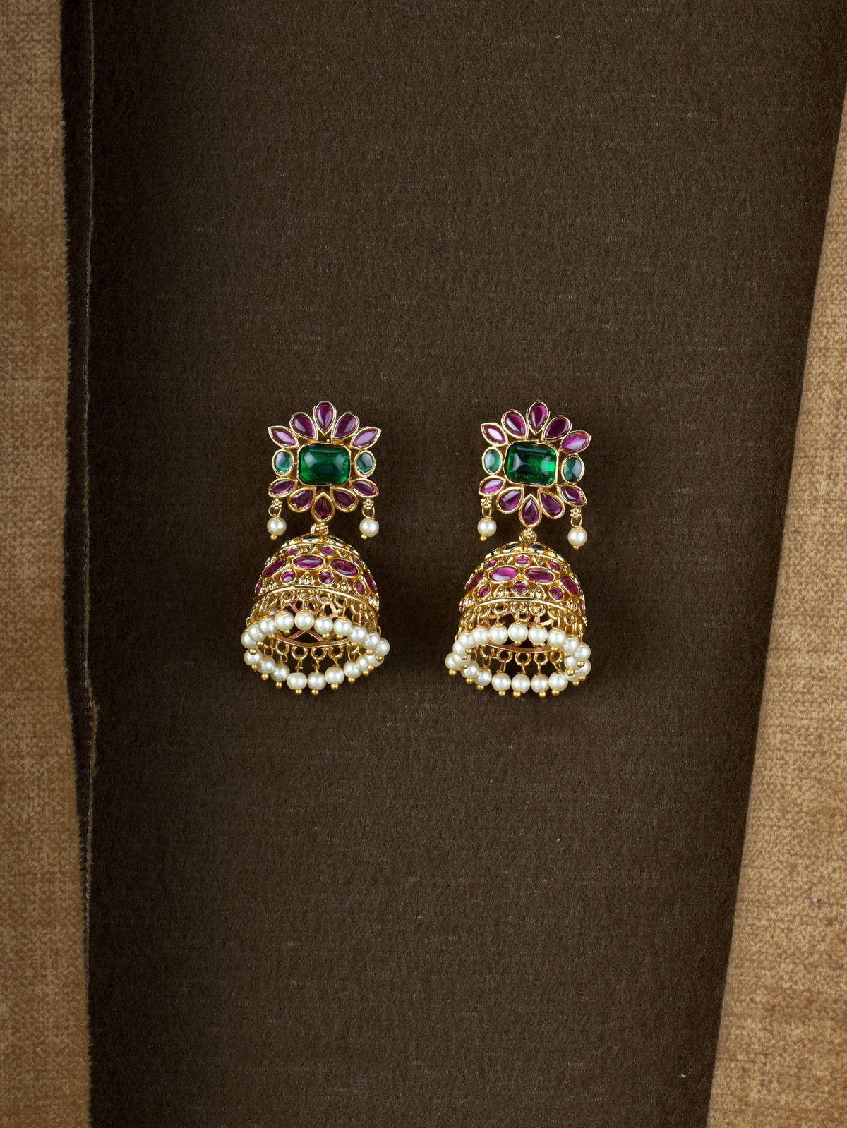 Pushpa Ruby Green Jhumkas