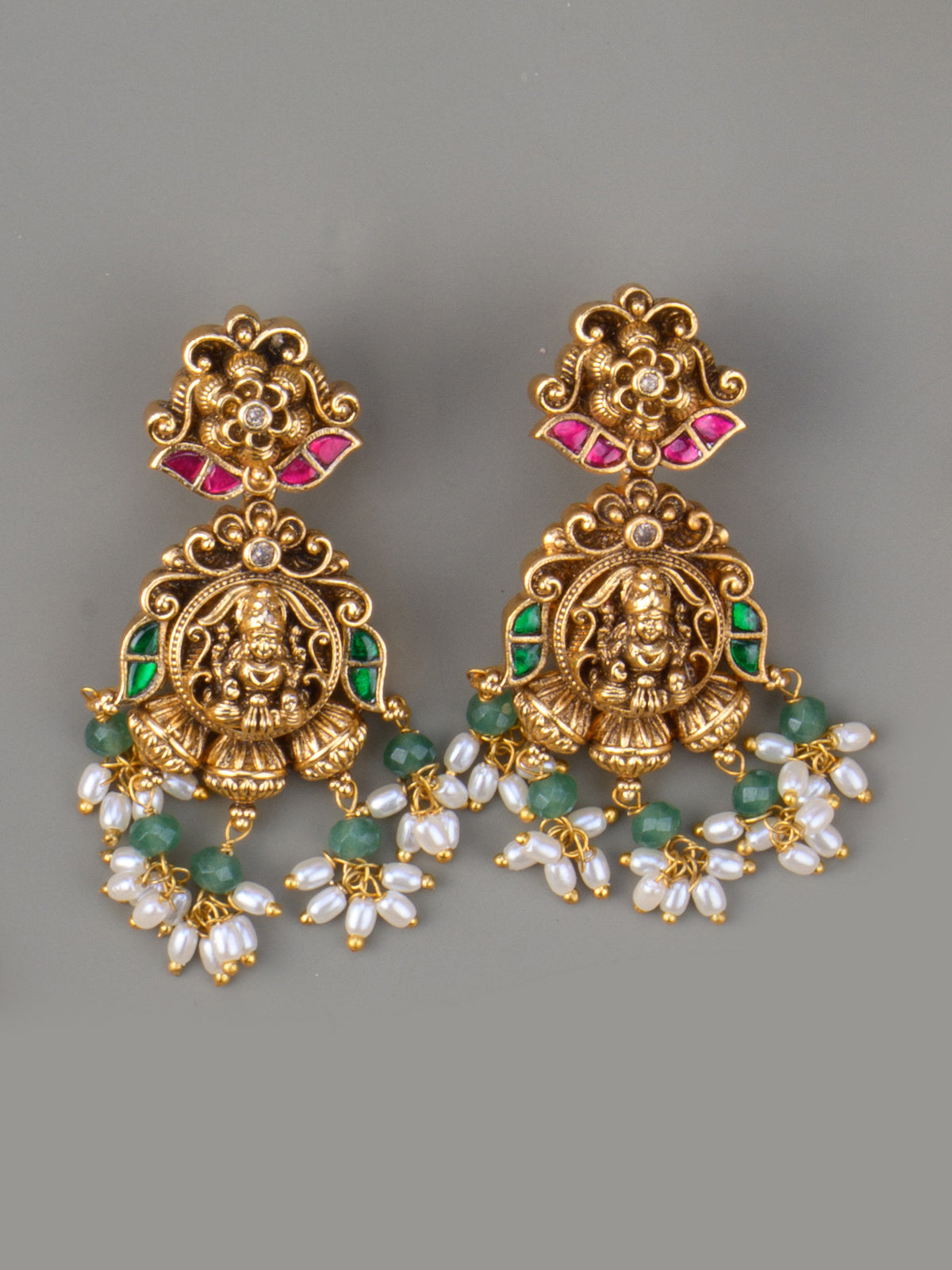 Sreenidhi Jadau Lakshmi Necklace Set - earrings
