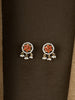 Coral Flower AD Pearl Drop Studs