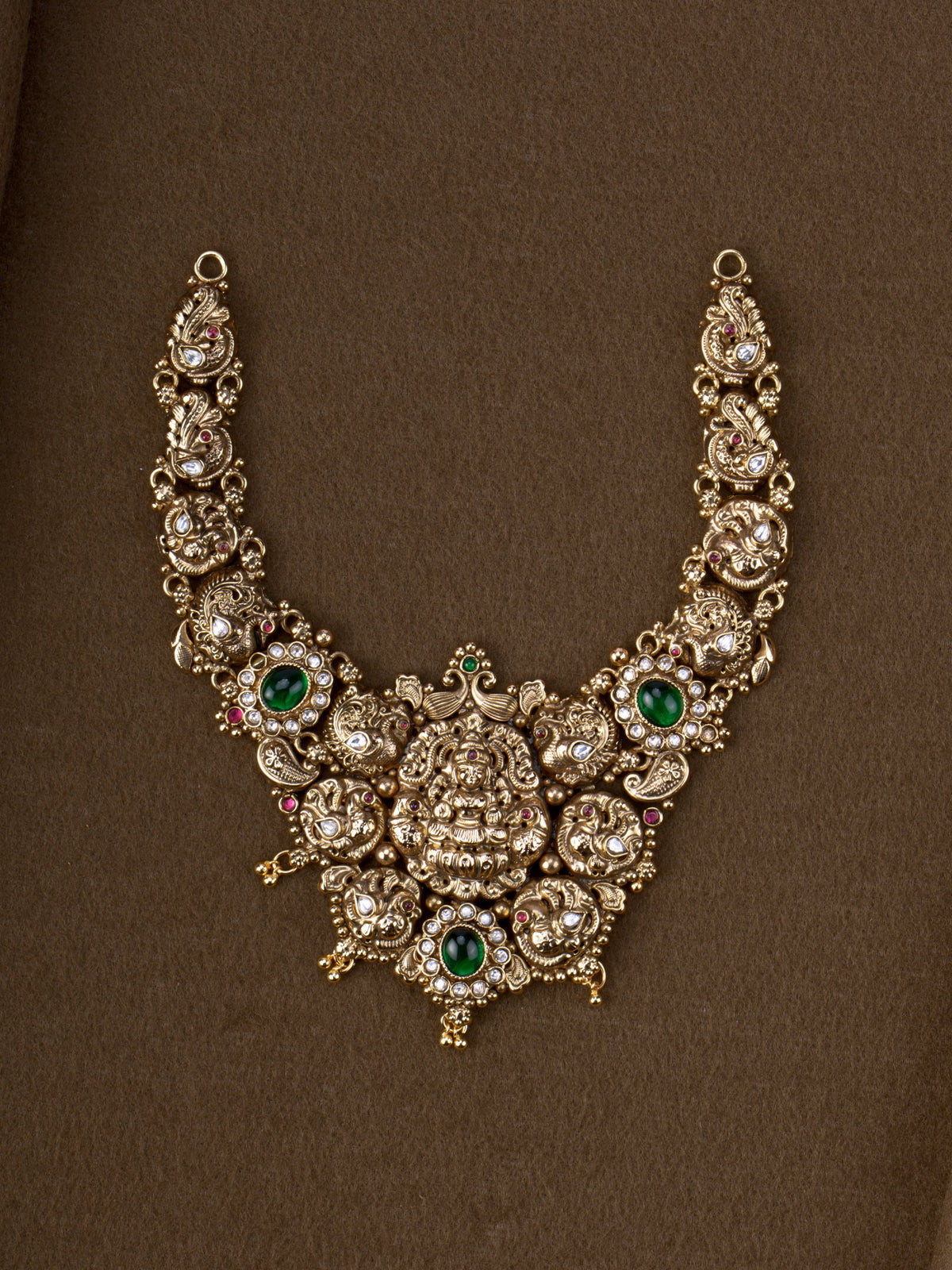1Gm Gold Plated Marakatha Lakshmi Necklace - full view