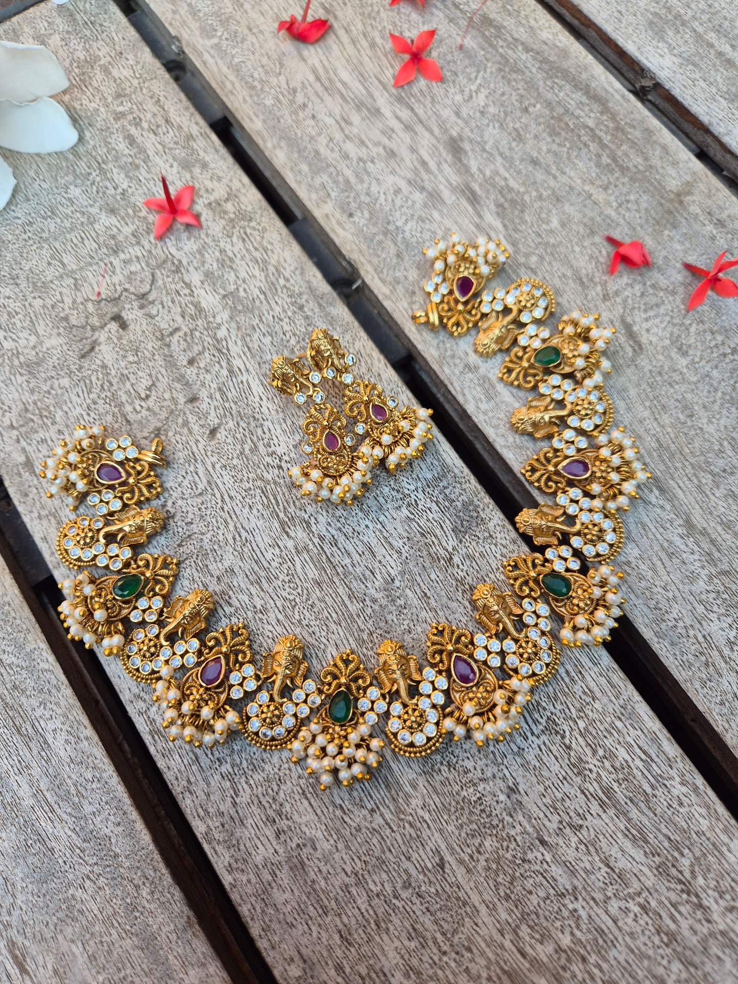 Cluster Pearl Ganesha Necklace