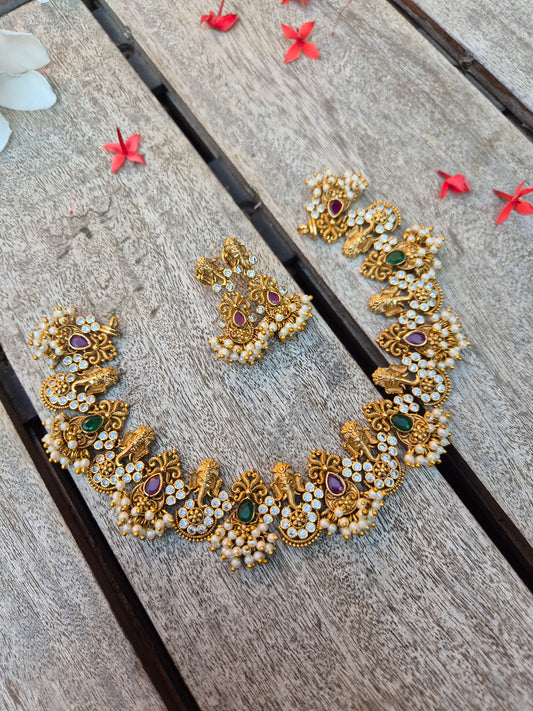 Cluster Pearl Ganesha Necklace