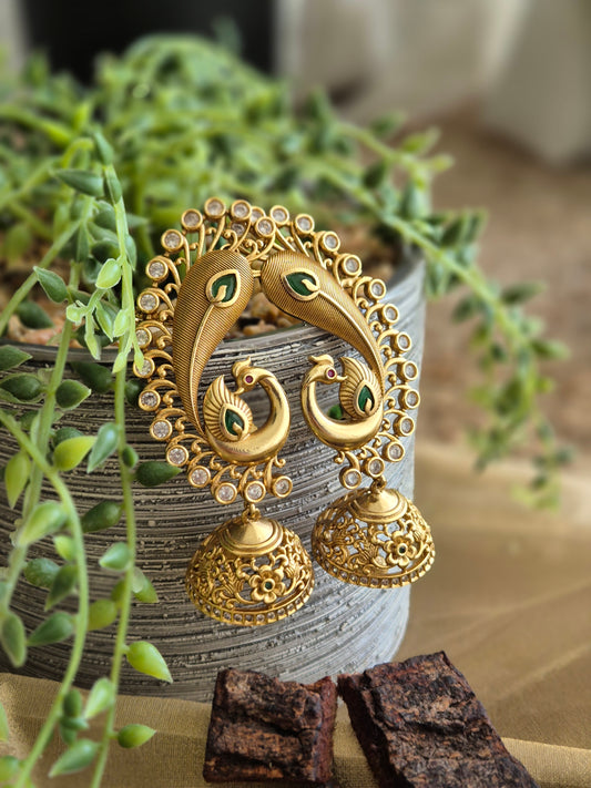 Peacock Earcuff Jhumkas
