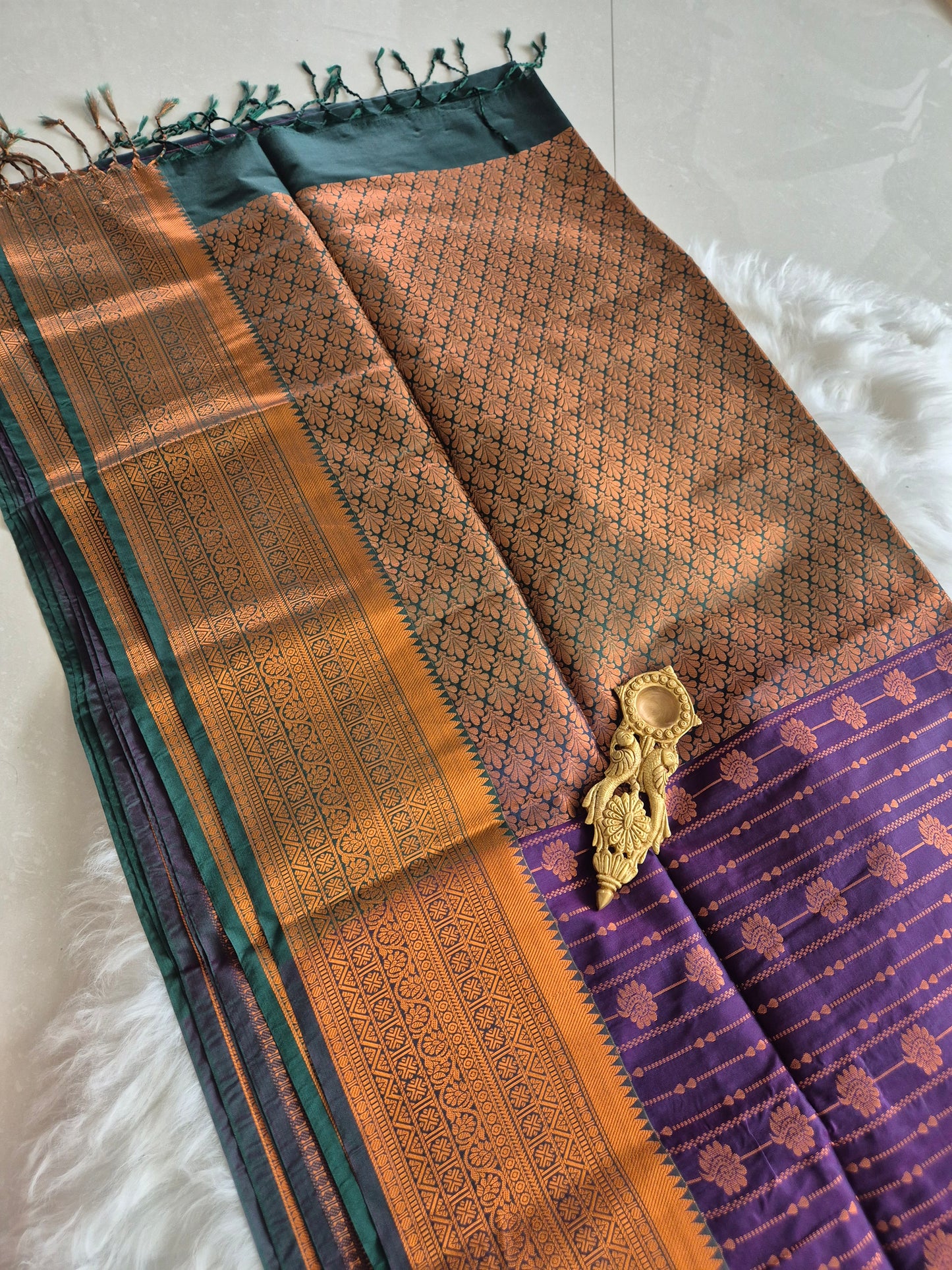 Purple Bridal Semi Silk Saree