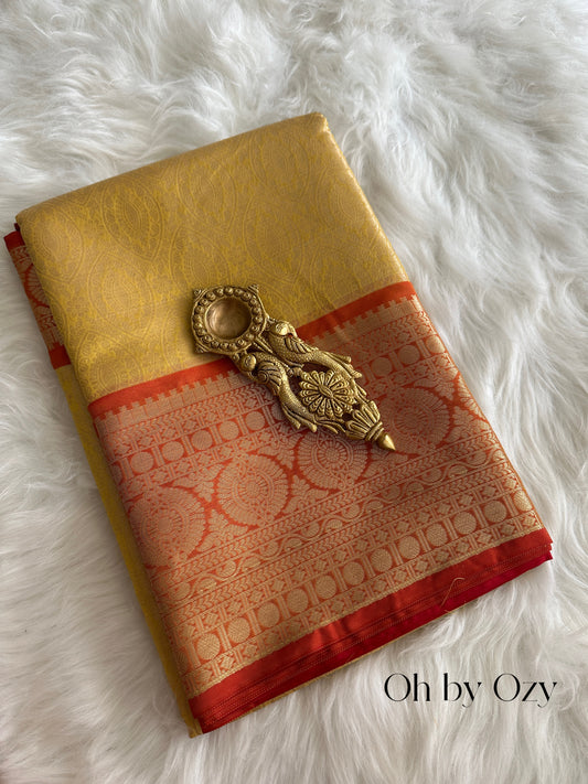 Yellow Tissue Silk Saree