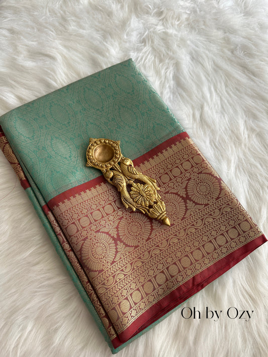 Turquoise Blue Tissue Silk Saree