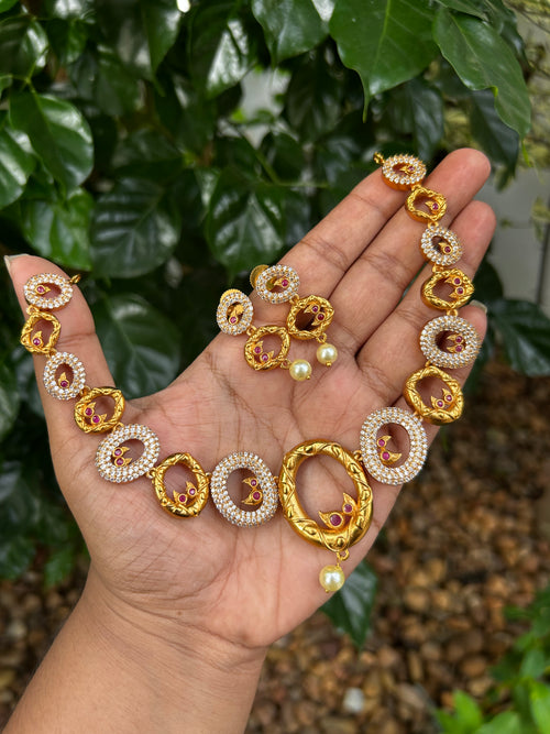 AD Circle Necklace Set with Earrings