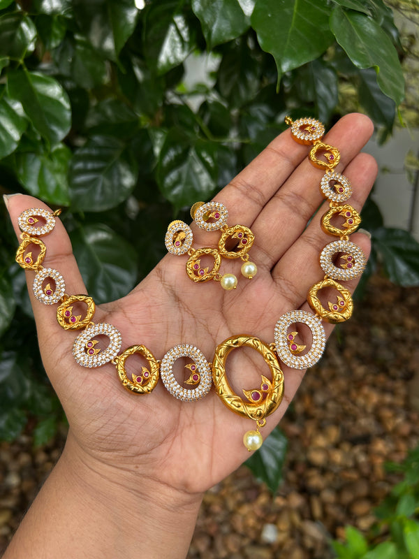 AD Circle Necklace Set with Earrings