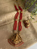 Coral bead Drishya Haaram with Jhumkas