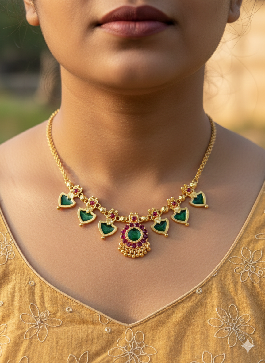 One Gram Gold Plated Palakka Necklaces