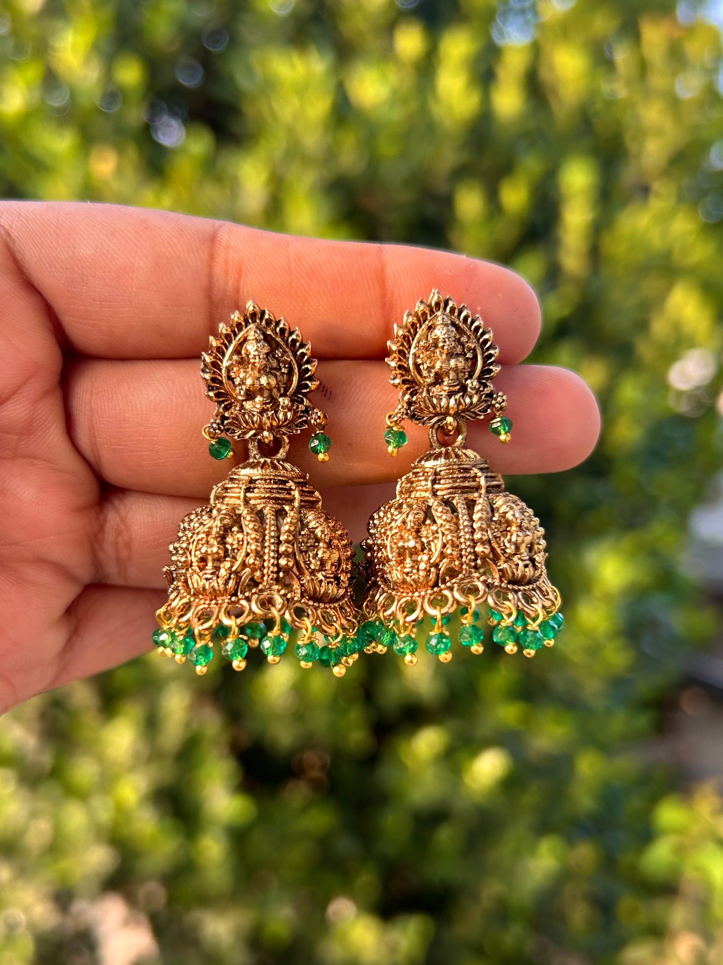 Antique Crystal Bead Jhumkas