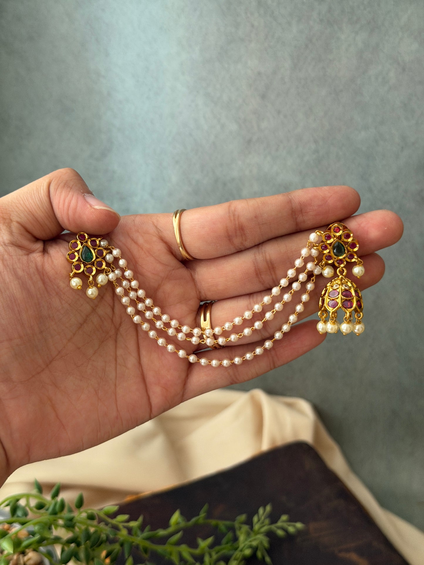 Sravya Jhumkas with Pearl Mattal