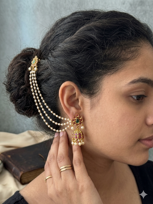 Sravya Jhumkas with Pearl Mattal