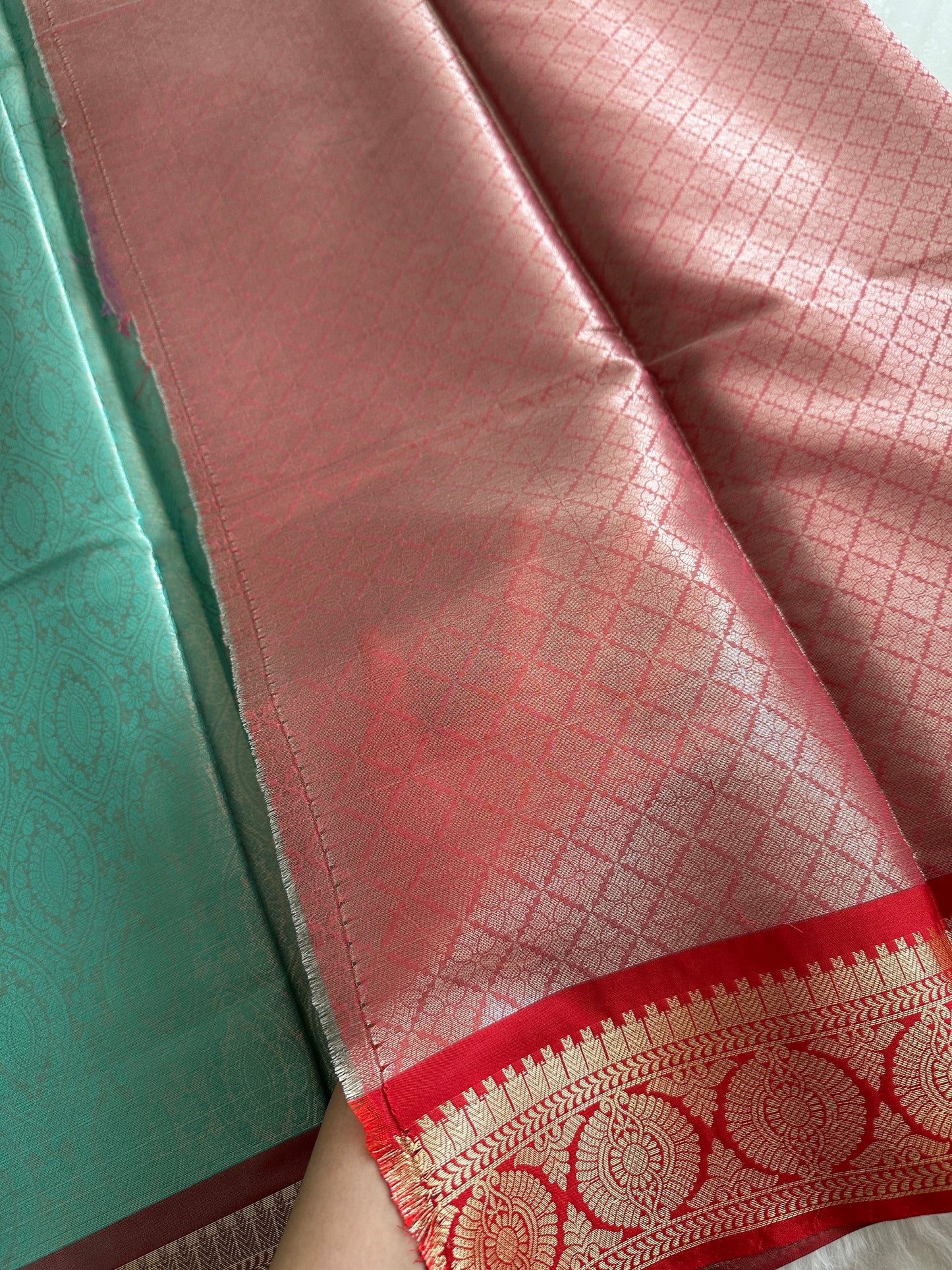Turquoise Blue Tissue Silk Saree