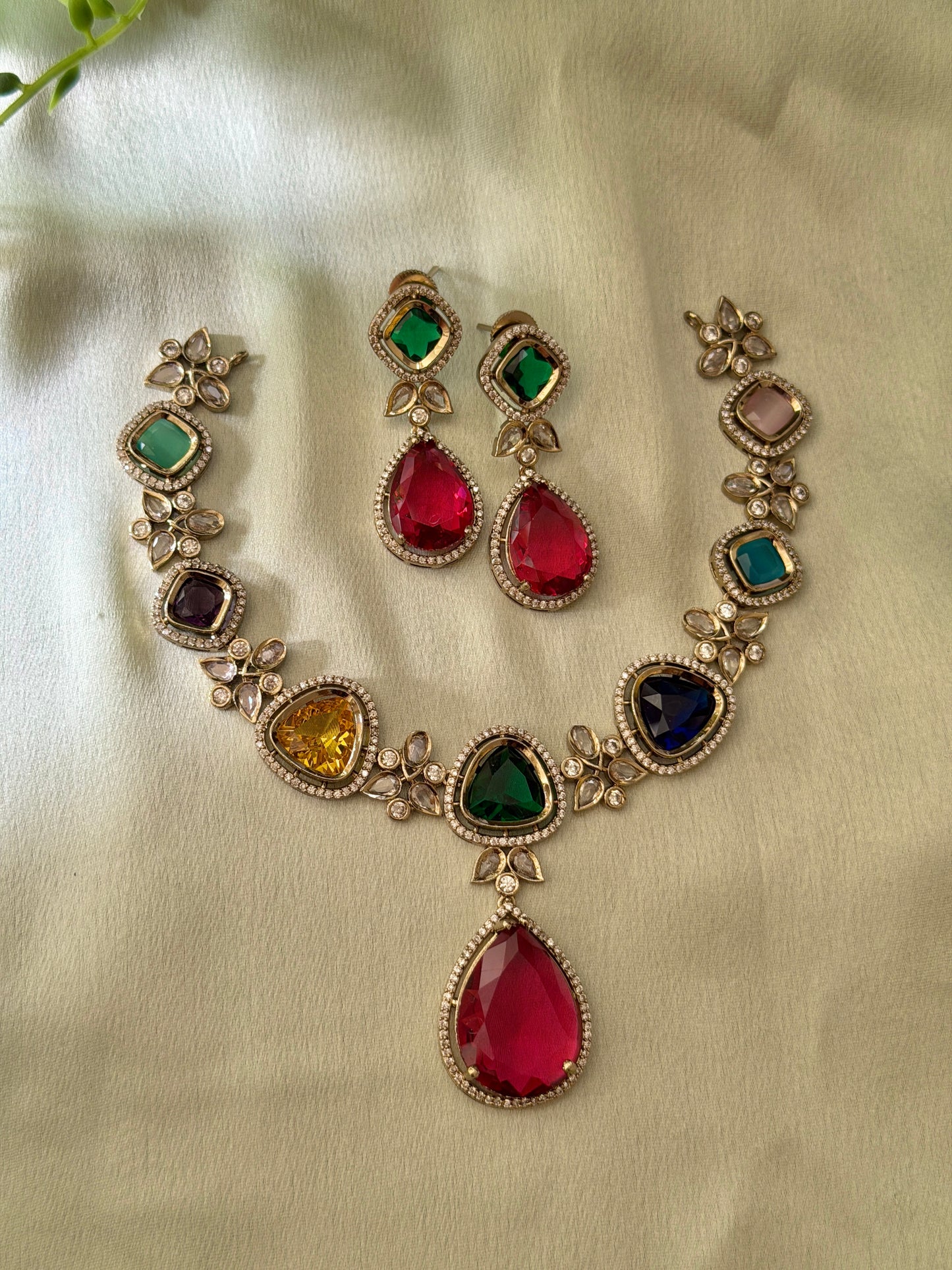 Precious Stone Navaratna Necklace