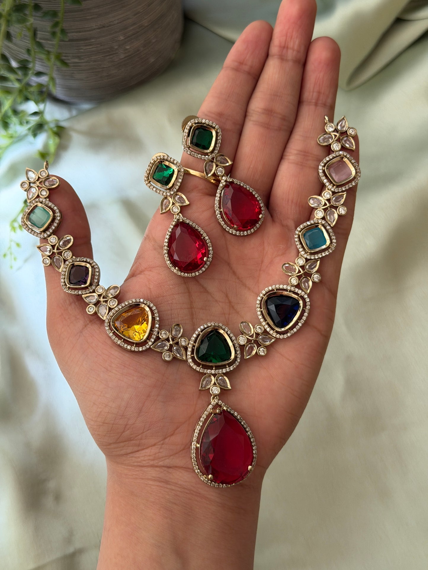 Precious Stone Navaratna Necklace