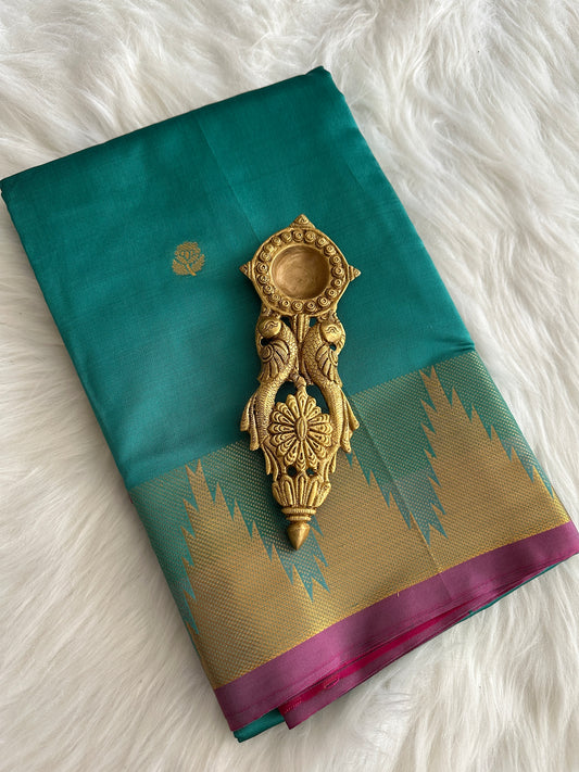 Turquoise Blue Semi Silk Saree
